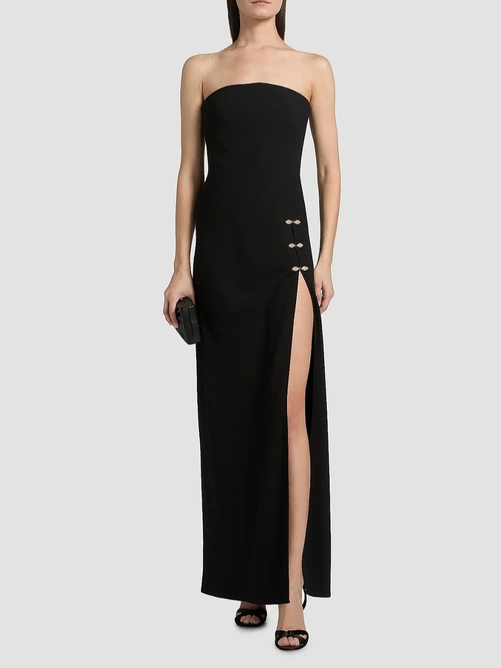 Black Strapless Formal Column Gown